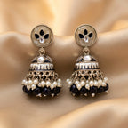 Midnight Bloom Jhumka Earrings – Indo-Western Statement Earrings