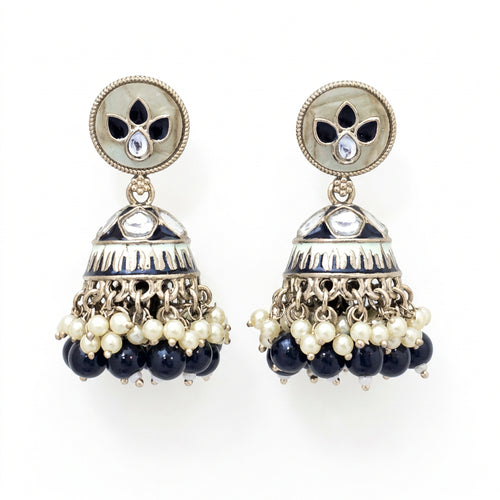 Midnight Bloom Jhumka Earrings – Indo-Western Statement Earrings