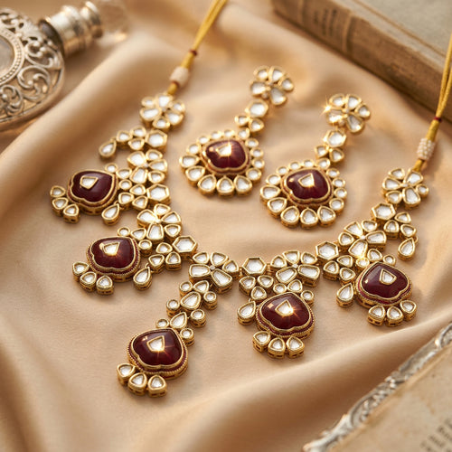 Rani Royale Fusion Necklace, Earrings & Tikka Set – Indo-Western Jewelry
