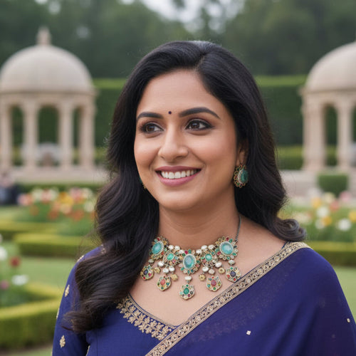 Royal Bloom Gold Plated Kundan Choker Necklace & Earring – Sabyasachi Inspired Bridal -Party Jewelry