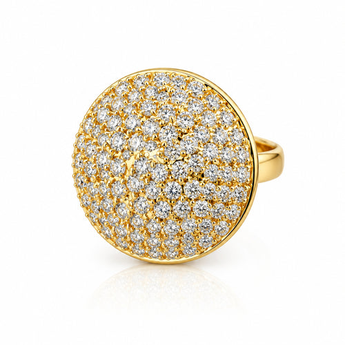 Golden Halo Cubic Zirconia Adjustable Statement Ring