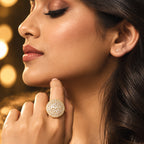 Golden Halo Cubic Zirconia Adjustable Statement Ring