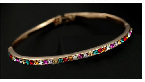 Austrian Crystal 18k Gold Plated Thin Bracelet - Sweetheart Jewel