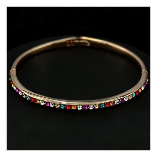 Austrian Crystal 18k Gold Plated Thin Bracelet - Sweetheart Jewel
