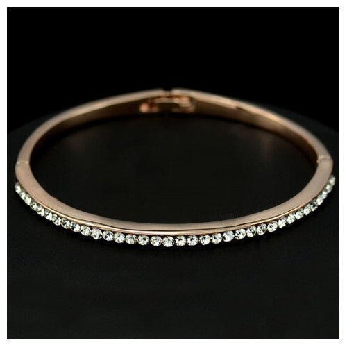 Austrian Crystal 18k Gold Plated Thin Bracelet - Sweetheart Jewel