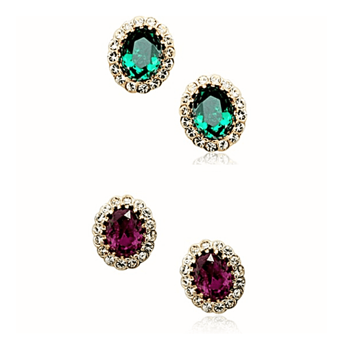 Austrian Crystal Delicate Rose Gold Ear Studs - Sweetheart Jewel