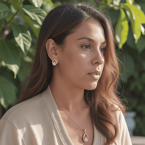 Austrian Rhinestone and Crystal Necklace and Earrings Set - Sweetheart Jewel