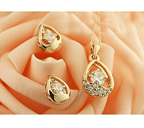 Austrian Rhinestone and Crystal Waterdrop Necklace and Earrings Set - Sweetheart Jewel