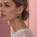 Black Flower Rose Gold Earrings - Sweetheart Jewel