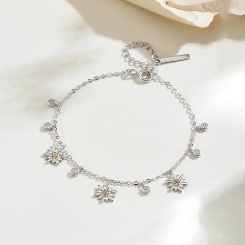 Blooming Grace Chrysanthemum Bracelet – 925 Sterling Silver - Sweetheart Jewel