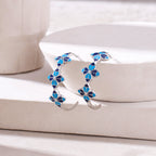 Blue Rosette Hoop Earrings - Sweetheart Jewel