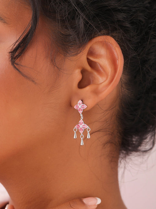 Blush Rosette Drop Earrings - Sweetheart Jewel