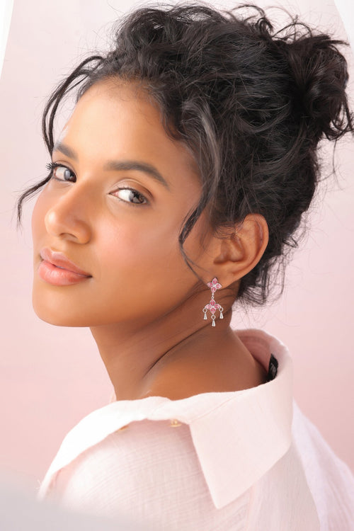 Blush Rosette Drop Earrings - Sweetheart Jewel