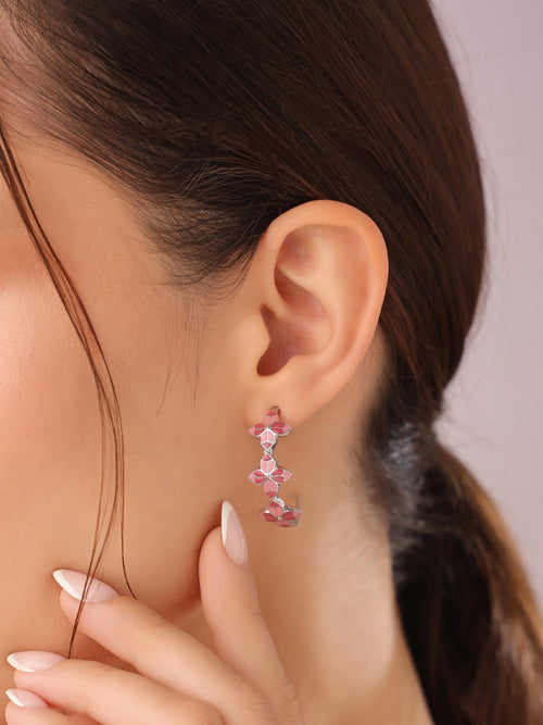 Blush Rosette Hoop Earrings - Sweetheart Jewel