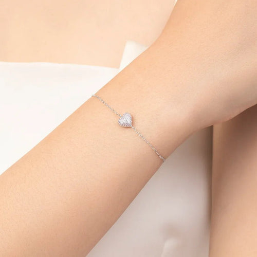 Blushing Heart Promise Bracelet – 925 Sterling Silver - Sweetheart Jewel