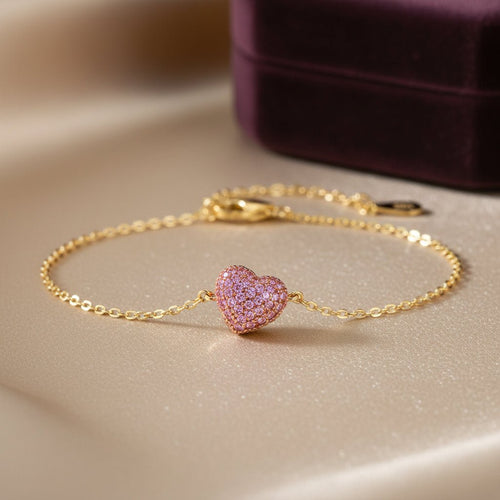 Blushing Heart Promise Bracelet – 925 Sterling Silver - Sweetheart Jewel