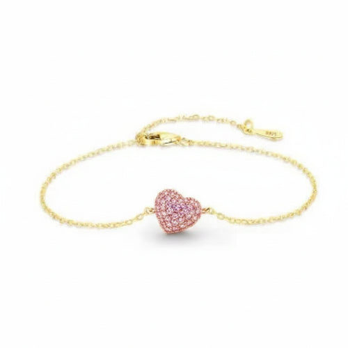 Blushing Heart Promise Bracelet – 925 Sterling Silver - Sweetheart Jewel