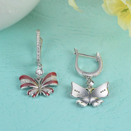 Butterfly Sterling Silver Drop Earrings - Sweetheart Jewel
