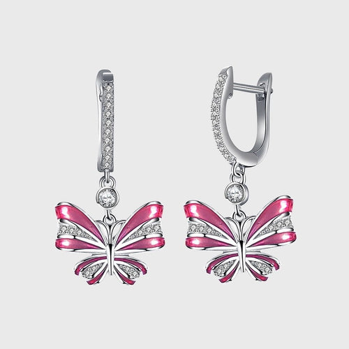 Butterfly Sterling Silver Drop Earrings - Sweetheart Jewel