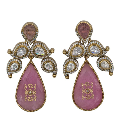 Celebrity Inspired Moissanite Gold Plated Earring - Sweetheart Jewel