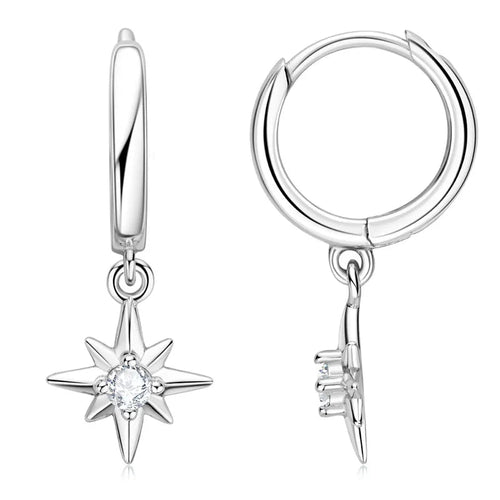 Celestial Star Moissanite Drop Hoop Earrings - Sweetheart Jewel