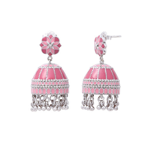 Coral Charm Tower Jhumka Earrings - Sweetheart Jewel