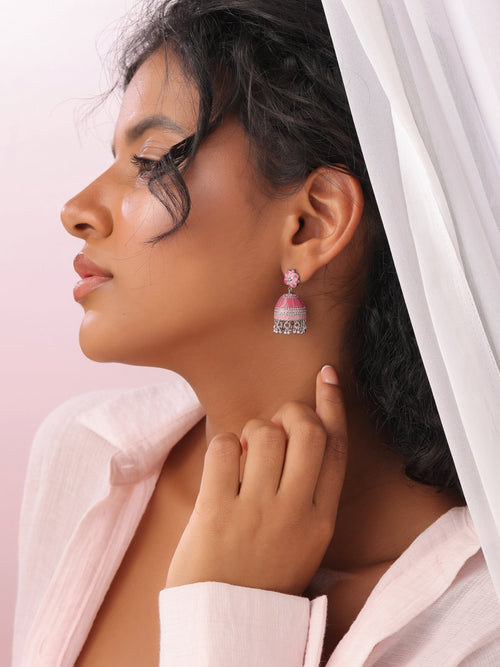 Coral Charm Tower Jhumka Earrings - Sweetheart Jewel