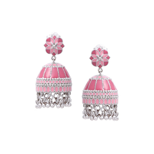 Coral Charm Tower Jhumka Earrings - Sweetheart Jewel