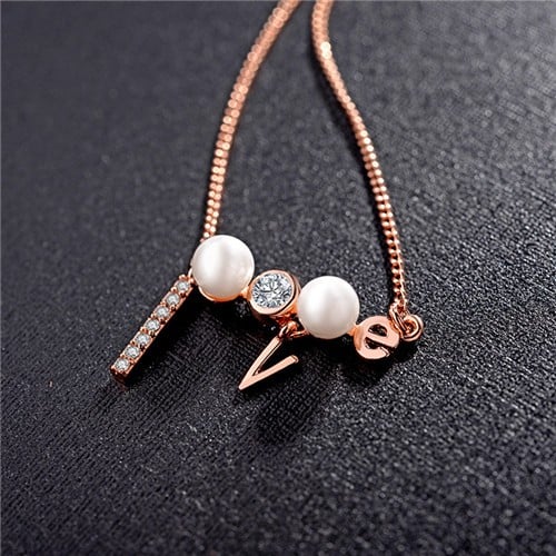 Creativity Love with Pearl Pendant Necklace - Sweetheart Jewel