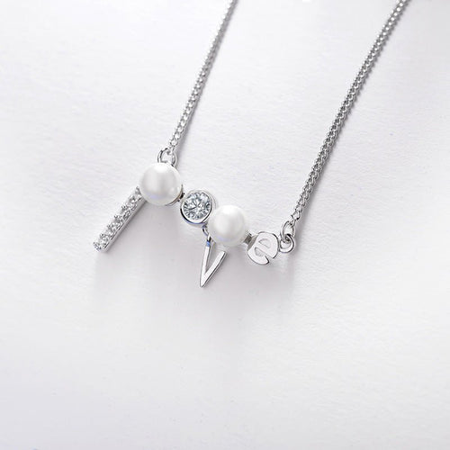 Creativity Love with Pearl Pendant Necklace - Sweetheart Jewel