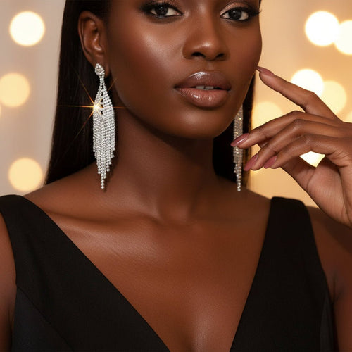 Crystal Cascade Bridal Tassel Earrings - Sweetheart Jewel