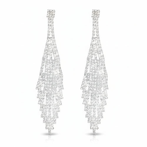 Crystal Cascade Bridal Tassel Earrings - Sweetheart Jewel