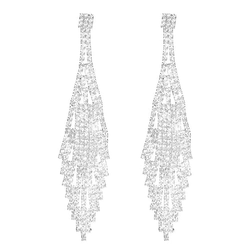Crystal Cascade Bridal Tassel Earrings - Sweetheart Jewel