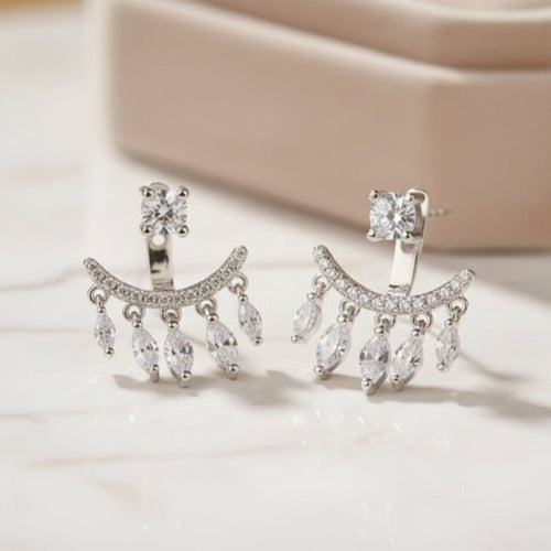 Crystal Waterdrop Tassel Earrings – 18K Platinum Plated CZ - Sweetheart Jewel