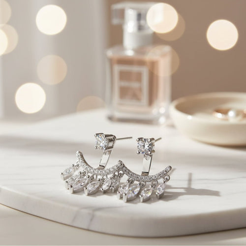 Crystal Waterdrop Tassel Earrings – 18K Platinum Plated CZ - Sweetheart Jewel