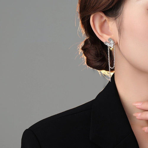 Dazzling Heart Sterling Silver Drop Earrings - Sweetheart Jewel