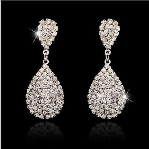 Dew Kiss Rhinestone Drop Earrings - Sweetheart Jewel