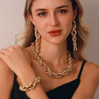 Elegant 18K Gold Plated Bracelets Earrings Necklace Set - Sweetheart Jewel