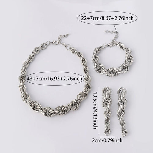 Elegant 18K Gold Plated Bracelets Earrings Necklace Set - Sweetheart Jewel