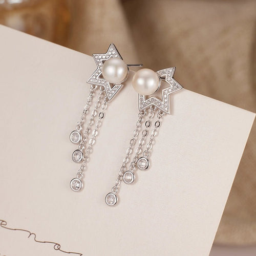 Elegant Glam Luxurious Star Tassel Drop Earrings - Sweetheart Jewel