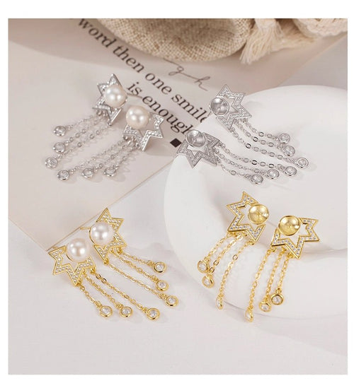 Elegant Glam Luxurious Star Tassel Drop Earrings - Sweetheart Jewel