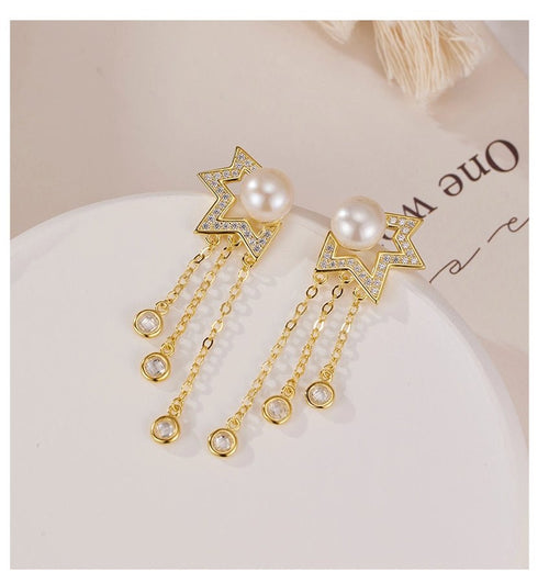 Elegant Glam Luxurious Star Tassel Drop Earrings - Sweetheart Jewel