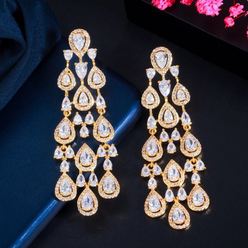 Elegant Lady Glittery Drop Earrings - Sweetheart Jewel