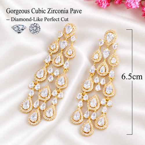 Elegant Lady Glittery Drop Earrings - Sweetheart Jewel