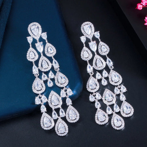 Elegant Lady Glittery Drop Earrings - Sweetheart Jewel