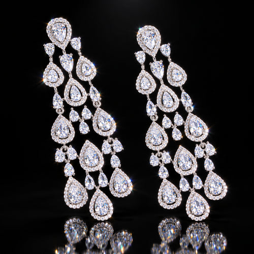 Elegant Lady Glittery Drop Earrings - Sweetheart Jewel