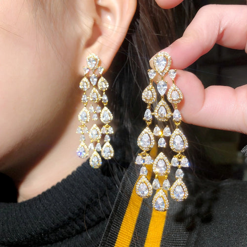 Elegant Lady Glittery Drop Earrings - Sweetheart Jewel