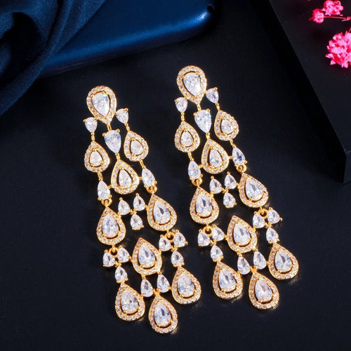 Elegant Lady Glittery Drop Earrings - Sweetheart Jewel