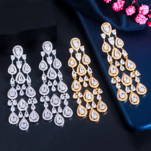 Elegant Lady Glittery Drop Earrings - Sweetheart Jewel