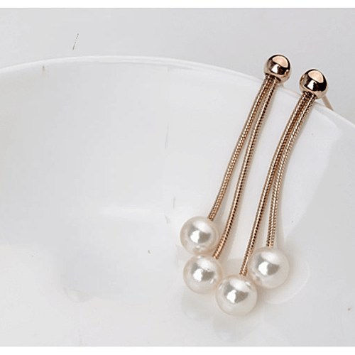 Elegant Twin Pearls Dangling Earrings - Sweetheart Jewel